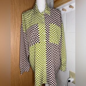 Pretty Garbage checkered oversized women’s long sleeve size S